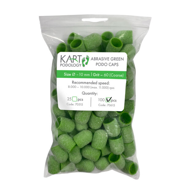 Green Podo Caps 10 mm – gran. 60 / pack 100 pcs